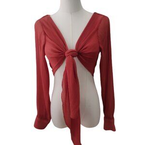 Coral Tie Front Crop Top